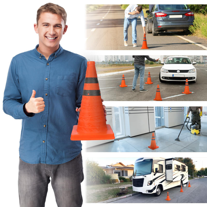18 inch Collapsible Traffic Cones, Safety Cones with Reflective Collars, Multi Purpose Pop Up Extendable Road Safety Cone by GUARDLEAD 18 inch 1