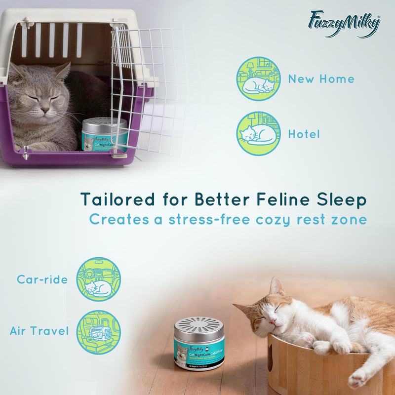 NightCalm Cat Calming Diffuser for Sleep Support - Cordless Cat Pheromone Diffuser Gel, Natural Formula for Cat Anxiety Relief,Scratching,Urine Marking, 60 Day Long Lasting Floral