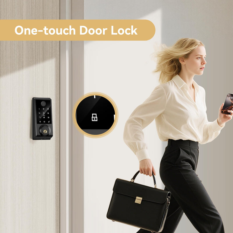 Smart Door Lock Deadbolt Lock, Keyless Entry Door Lock, Fingerprint and Code Access, App Control, Touchscreen Keypad Deadbolts, Auto Lock