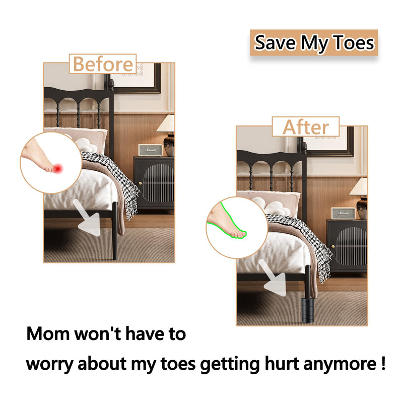 4 Pcs Bed Frame Toe Protectors, Non-Adhesive Bed Frame Leg Covers for Toe Savers, Toe Cushion for Any Furniture Leg - Prevents Toe Injuries from Hitting Hard Furniture Legs Cylindrical 4 Pcs