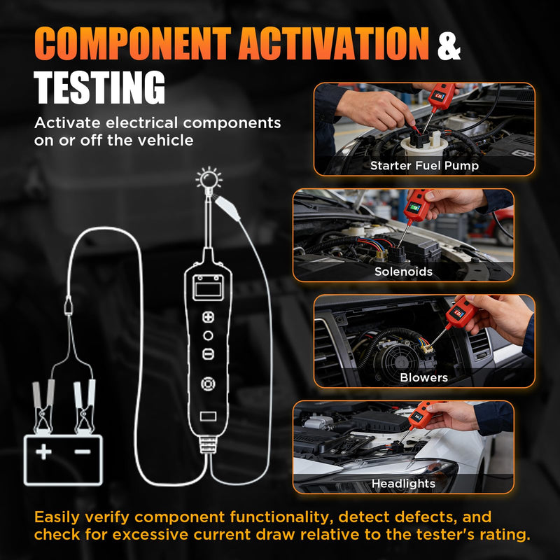 CMTOOL Power Circuit Probe Tester, 9-30V Test Light Automotive, Car Fuse Tester, Voltage Tester 0.3V-70V, Circuit Breaker Finder, Component Activation Tool