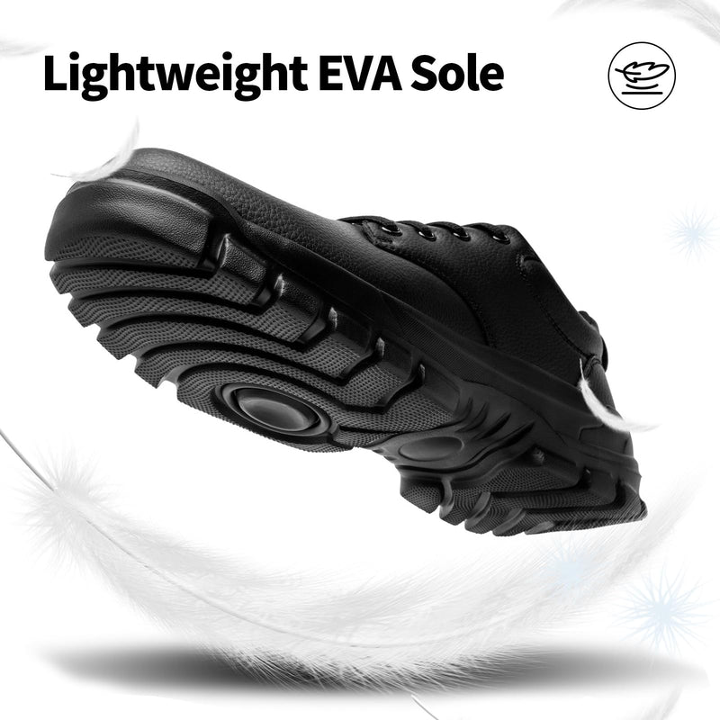 Non Slip Work Shoes for Men Waterproof Leather Kitchen Chef Shoes Black 10 | Restaurant Working Sneakers, Comfortable Lightweight Walking Daily Wear, Non Slip, Nursing Fashion Sneakers for Food Service