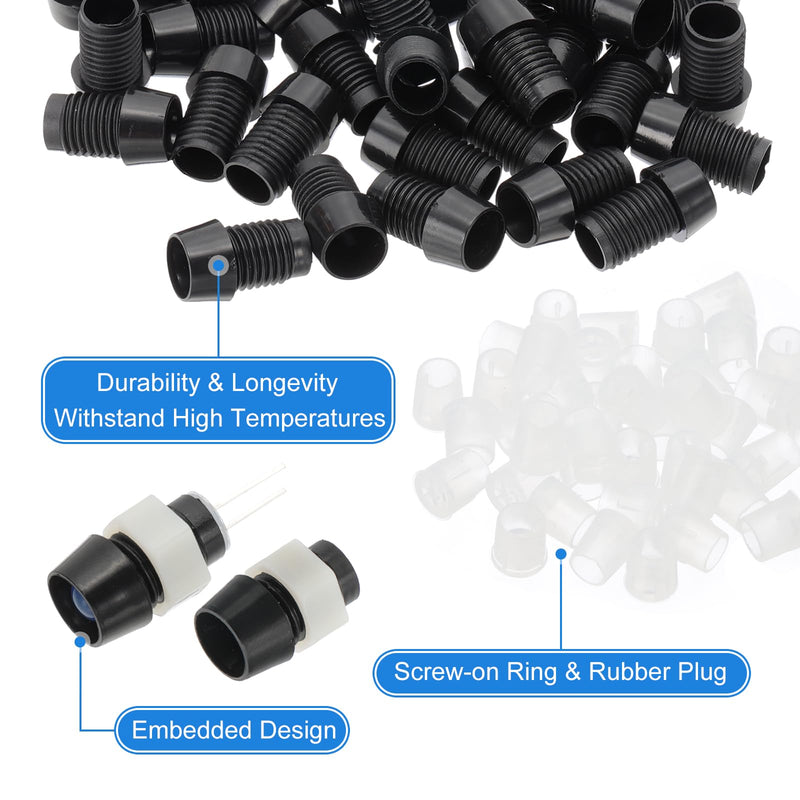 PATIKIL 5mm Emitting Diode Holder, 40 Pcs Plastic LED Holder Clip Mounting Bracket Socket Cap Nuts for Lamp Bulb Bezel Mount Panel LED Display, Black