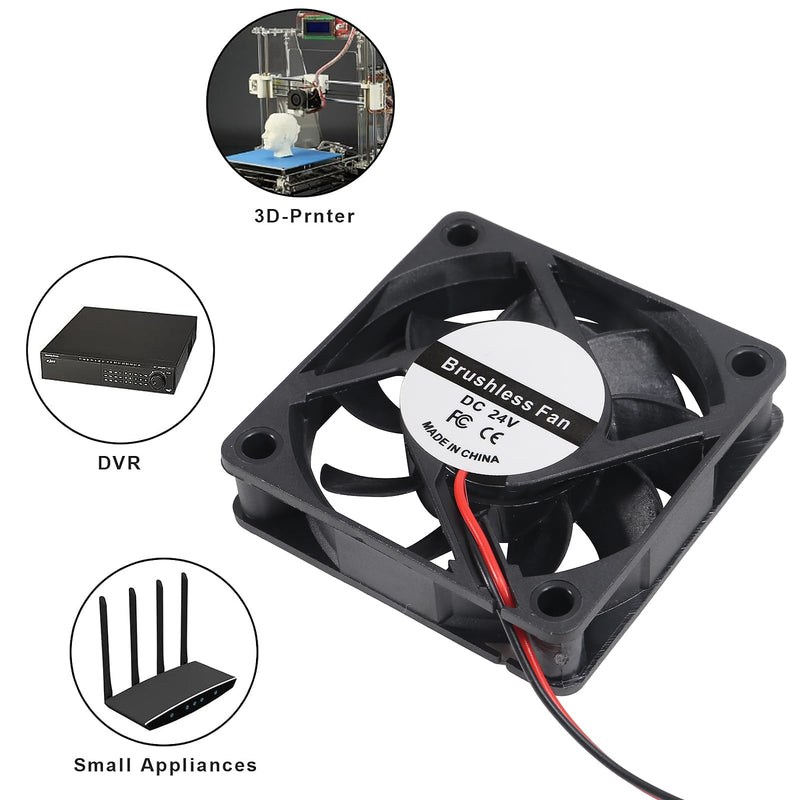 4PCS 60mm Fan 24V DC 0.10A 6015 Brushless Cooling Fan 2pin 60x60x15mm Computer CPU Heat Sink Cooling Cooler Fan 6015 24V