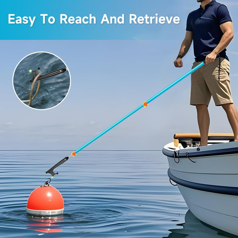 SANLIKE Adjustable Marine Push Pole Quick Lock Luminous Hook for Boats | Night glow bead hook head, lightweight aluminum shaft, quick lock trigger, anti-corrosion build for fresh salt water boating BLUE-4FT