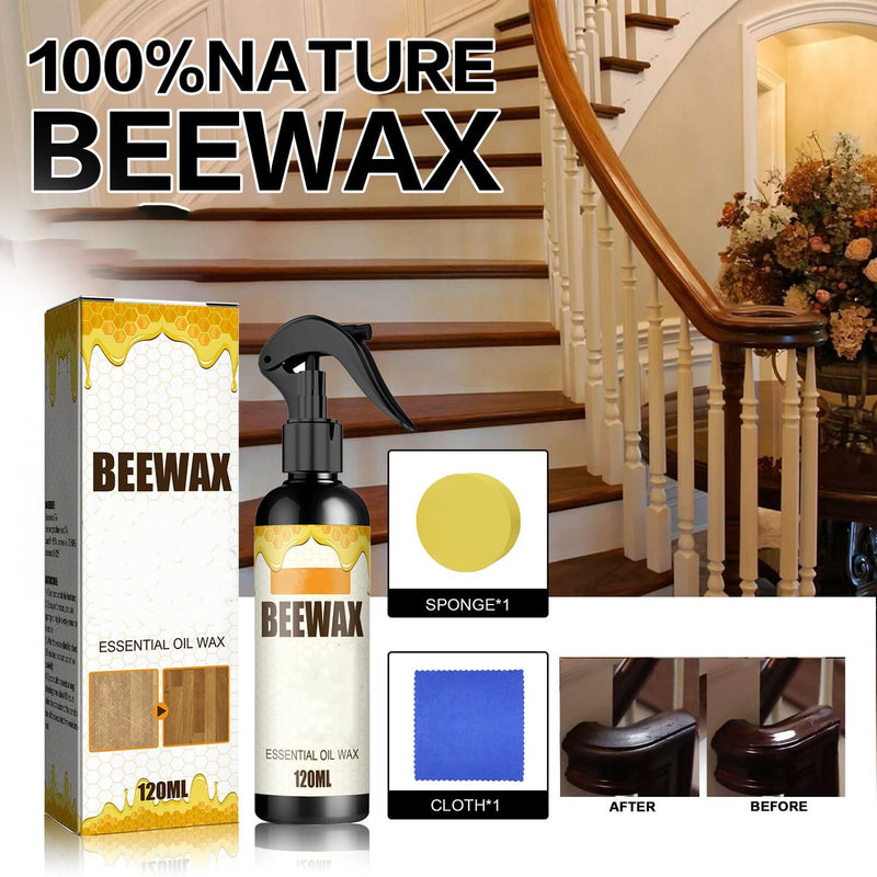 3PC Natural Micro-Molecularized Beeswax Spray,Beeswax Furniture Polish Spray,Original Beeswax Furniture Polish,Beeswax Spray Cleaner,Furniture Beeswax Spray(120ml+Sponge+Cloth)