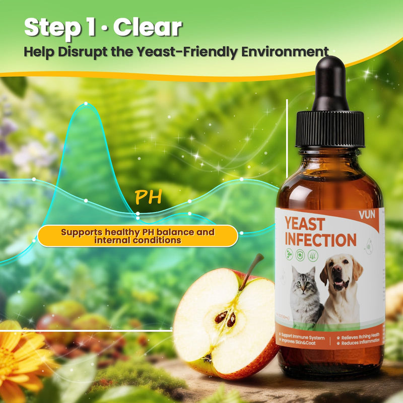 Yeast Infection Treatment for Dogs & Cats-Natural Fast Relief Drop for Itchy Skin, Ears & Paws Redness -Supports Allergy, Inflammation & Immune Health,2 fl oz Salmon Flavor (1 Pack) 1 Pack