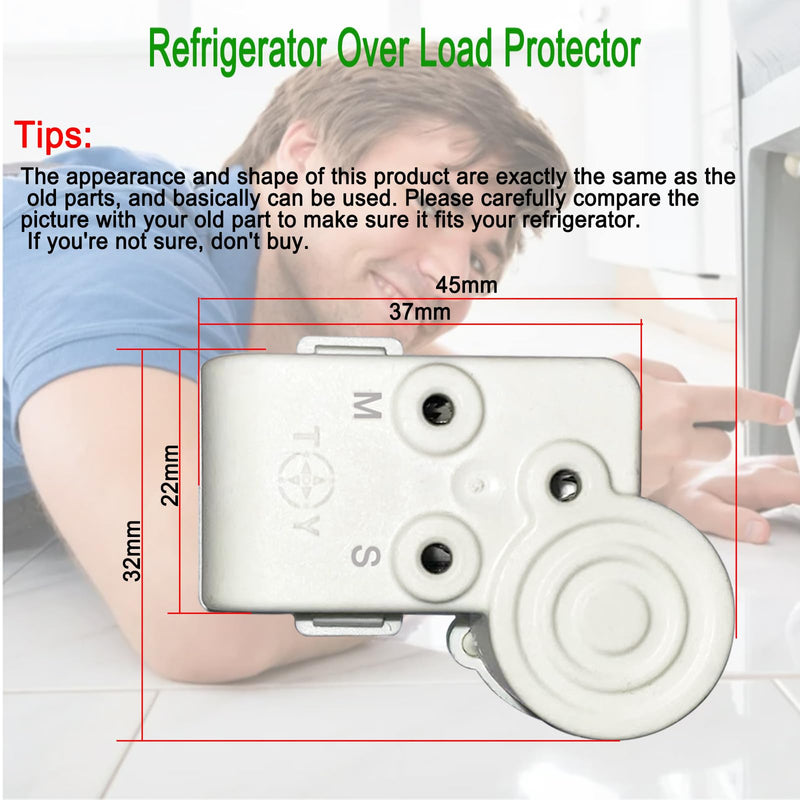 Refrigerator Freezer Compressor PTC Starter Relay, 4 Pins Over Load Protector Accessories Compatible ZHB Series ZHB88-125P4.7 ZHB35-120P15 ZHB60-120P15 ZHB69-120P15 ZHB60-120P4.7