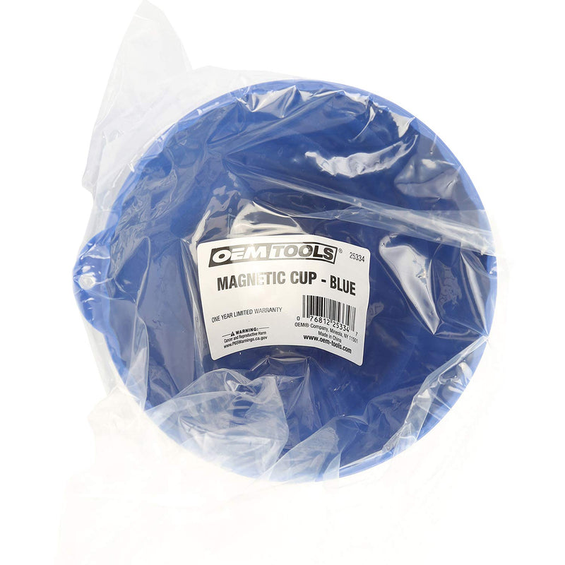 OEMTOOLS 25334 Blue Magnetic Nut Cup, Curved Magnetic Parts Tray Holds Up to 5 Pounds, Attaches To Metal Surfaces, Multi-Use Nuts And Bolts Organizer Made From Durable ABS Plastic