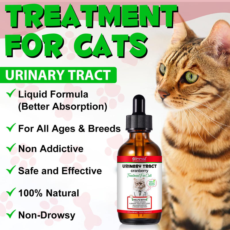Urinary Tract for Cats, Natural Cat Urinary Tract Infection Treatment Drops Supports Bladder, Kidney Stone, Cat UTI, Cranberry Kidney Bladder Support Supplement, Chicken Flavor - 60ml / 2.02oz 1PCS