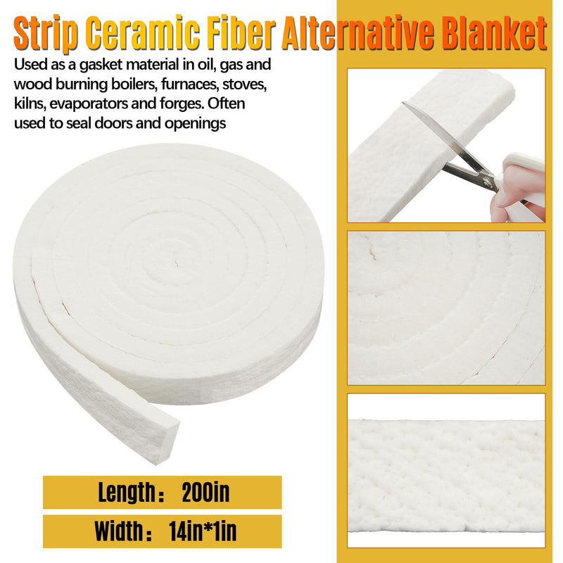 Qilery Ceramic Fiber Fireplace Insulation 1''x1/4''x200'', 2200f Rated 1" X 1/4" X 200''