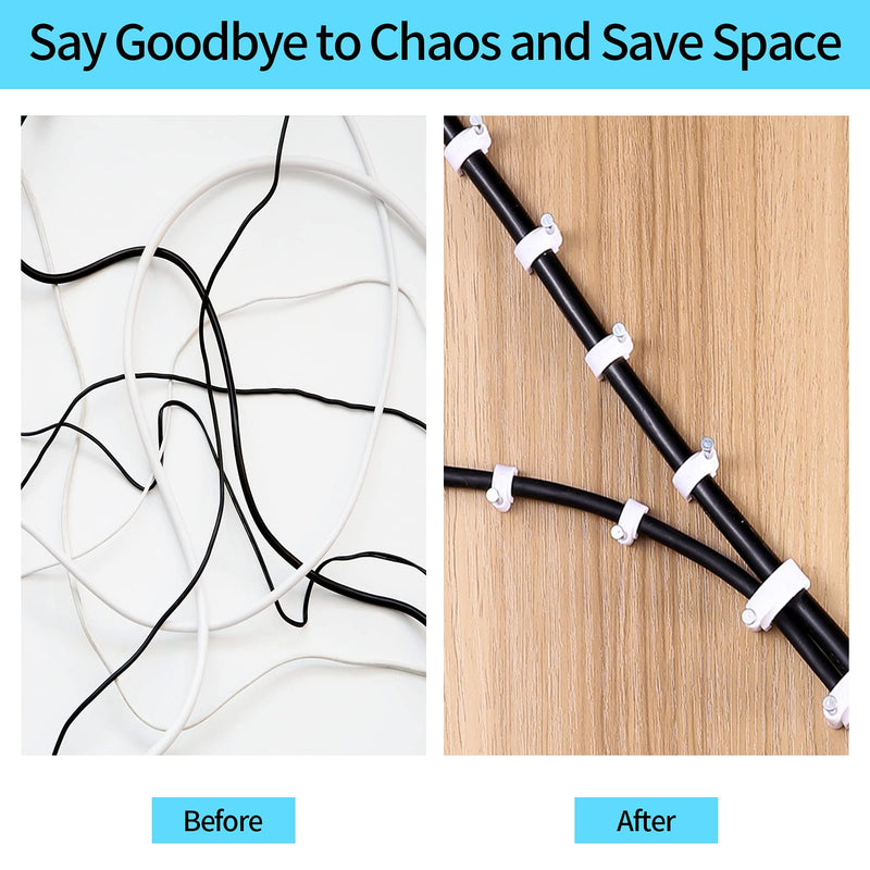 Cable Clips, 400 Pcs, 4mm 6mm 8mm 10mm, Wire Wall Clips with Steel Nails, Ethernet Cable Clips, Cable Tacks Coax Cable Clips, RG6 RG59 CAT6 RJ45 Cable Cord Clips, White… White-4/6/8/10mm