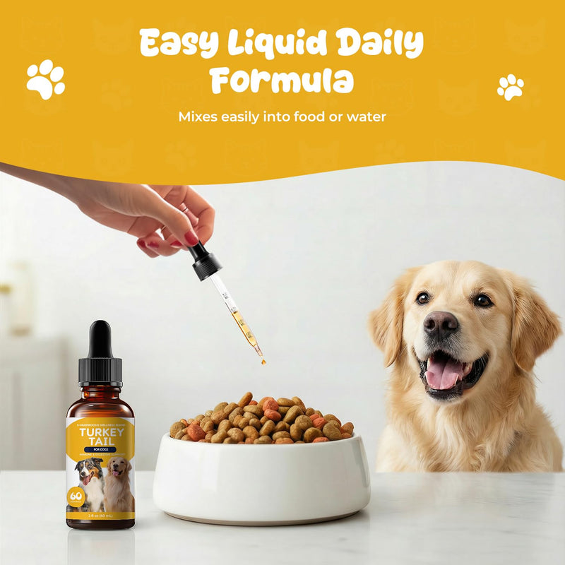 Turkey Tail Mushroom for Dogs - Lipoma Treatment for Dogs & Lumps and Bumps Support - Dog Immune Defense & Digestive Support Liquid Drops - Mushroom Dog Supplements with Probiotic Blend, 60 ml