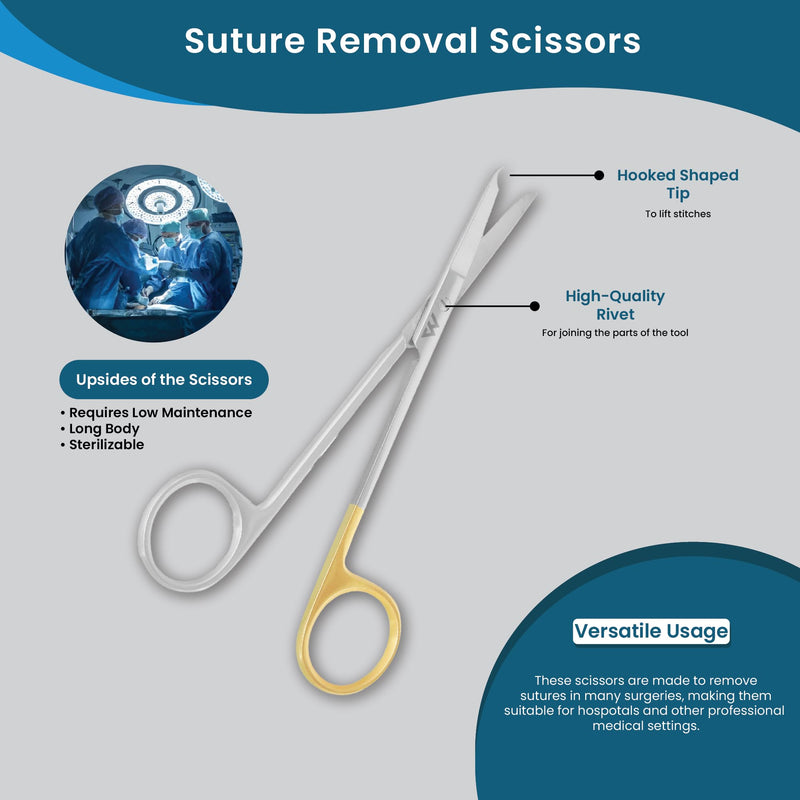 Premium Quality Suture Scissors with Extra Fine Sgarpness (11 CM) 11 CM