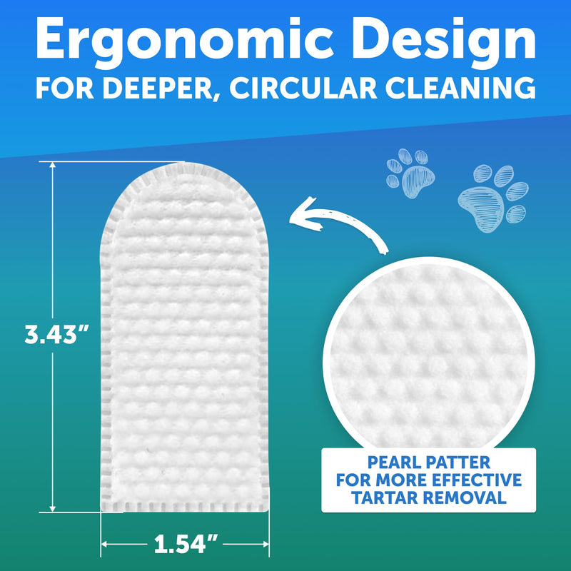 Dog Teeth Cleaning Wipes - 50 Dog Dental Care Finger Wipes - Finger Toothbrush for Removing Plaque, Tartar Buildup, Bad Breath - Oral Freshness, Healthy Teeth & Gum Support with Coconut Oil, Unscented 50 count