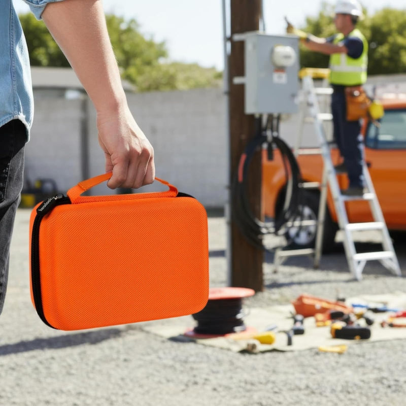 Multimeter Storage Case for Klein Tools MM420/ MM325/ 69149P - Sturdy Waterproof Carry Bag with Black Zipper, Organizer Holder Bag for Test Leads & Probes, Protective Tool Pouch (Box Only) - Orange