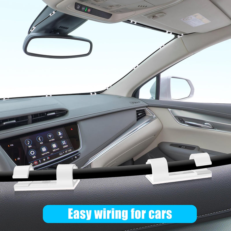 XHF 50pcs Medium Self Adhesive Cable Clips White,Wire Clips Cable Management Wire Organizer Cord Holder for Under Desk, Car, Wall, TV PC Ethernet Cable Medium-50pcs