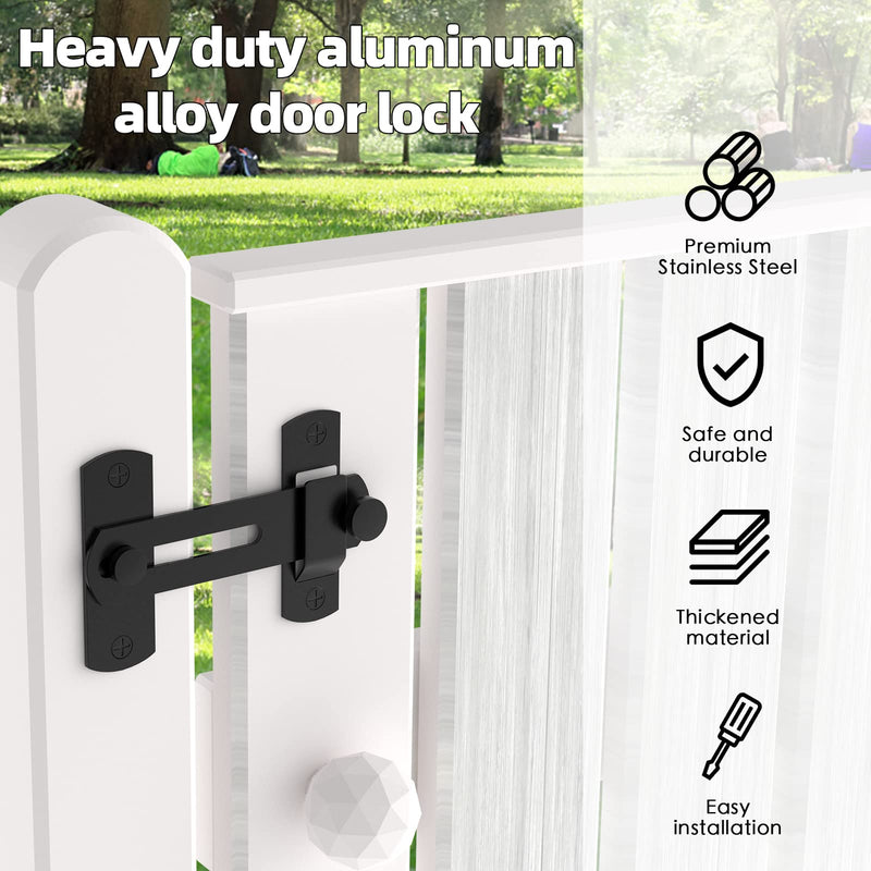 180 Degree Flip Sliding Barn Door Lock for Privacy - Safe barn Door Locks and latches for Barn Door, Pet Door, Bathroom, Outdoor, Garage, Window, Sliding Door black 1