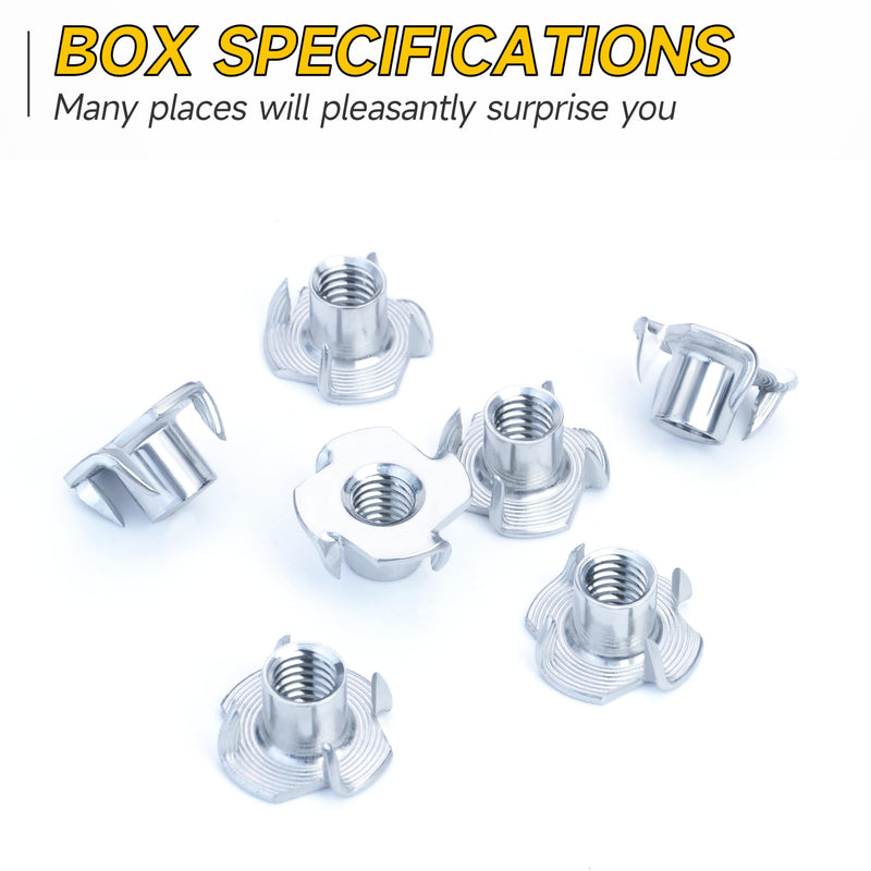 60Pcs 5/16-18 T-Nuts, T Nuts 5/16 Nuts, 4-Jaw Tee Nuts for Bolts and Stem Caster Wheels, Zinc Plated Steel Metric Nut Assortment Hardware Nuts, Rock Climbing Holds & Furniture by Mywish 5/16"-18 Blue (Zinc-Plated Steel)
