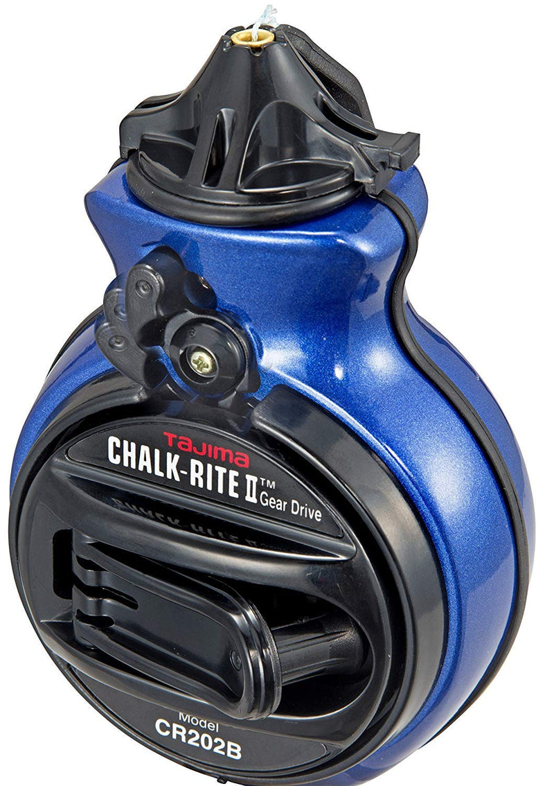 TAJIMA Chalk Line - Chalk-Rite II Chalk Box with Ultra Thin 0.5mm Snap Line & Five Gear Quick Retrieval - CR202B-P