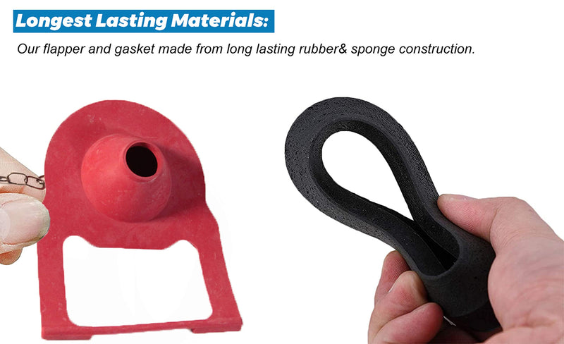 Toilet Flapper Replacement with Toilet Flush Valve Seal Gasket Compatible with Kohler Parts 84995 and 1000490 Flapper Replacement and Kohler GP83996 Gasket, 2.5 Inch ID - 2.56", OD - 3.4" Flush Valve Seal Gasket