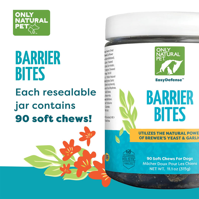 Only Natural Pet EasyDefense Barrier Bites Soft Flea Chews for Dogs - First Line of Defense Againts Fleas & Ticks, Boosts Immune System and Healthy Skin & Coat - (90 Bacon Flavored Soft Chews) 1 Pack 90 Count (Pack of 1) - PawsPlanet Australia