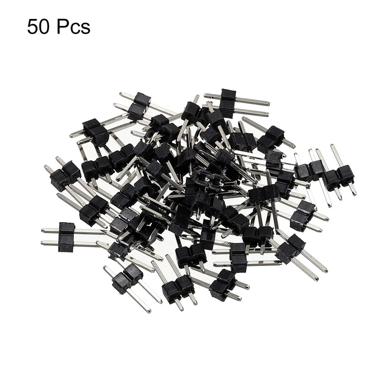 MECCANIXITY Straight Pin Header DIP Single Row 2 Pin 2.54mm Pitch Gold Plated for PCB Pack of 50