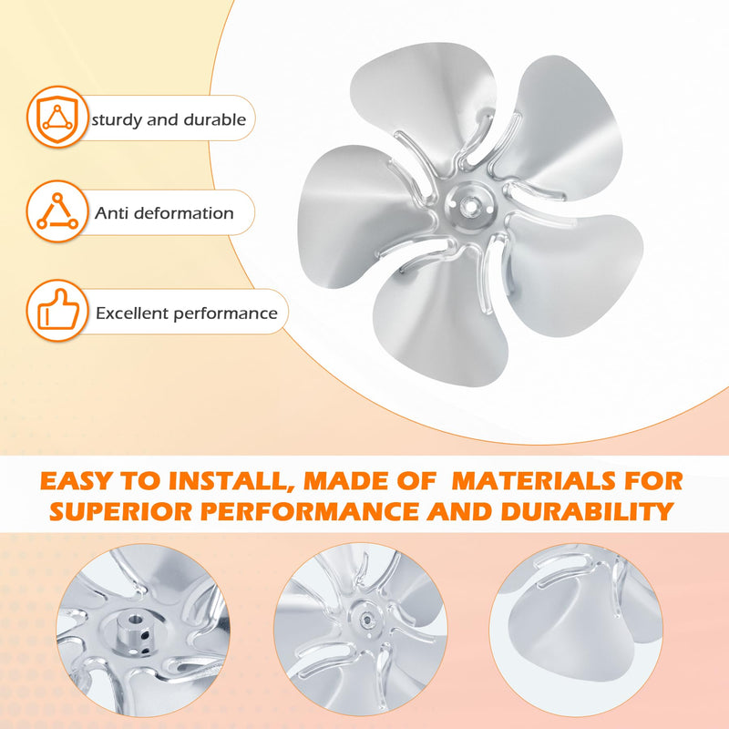 CG A65123 Metal Fan Blade Replacement, Diameter 12 inches, 5 Blades, Inner Diameter 5/16 inches, Hole hub CW 23 Degree Support