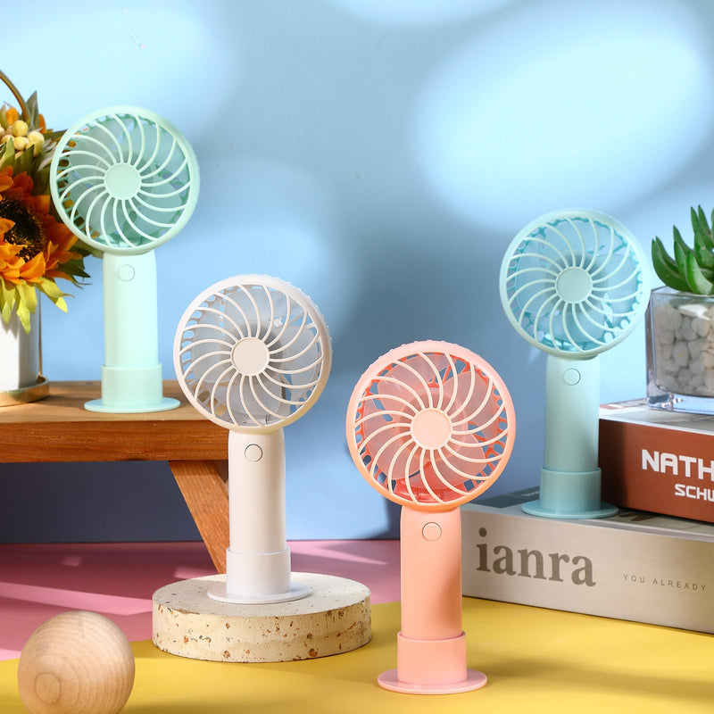 6 Pcs Mini Powerful Handheld Fan 3 Speed Personal Small Portable Rechargeable Fan with Base USB for Women Eyelash Makeup Office Travel Beach Indoor Outdoor (Black) 6 Black