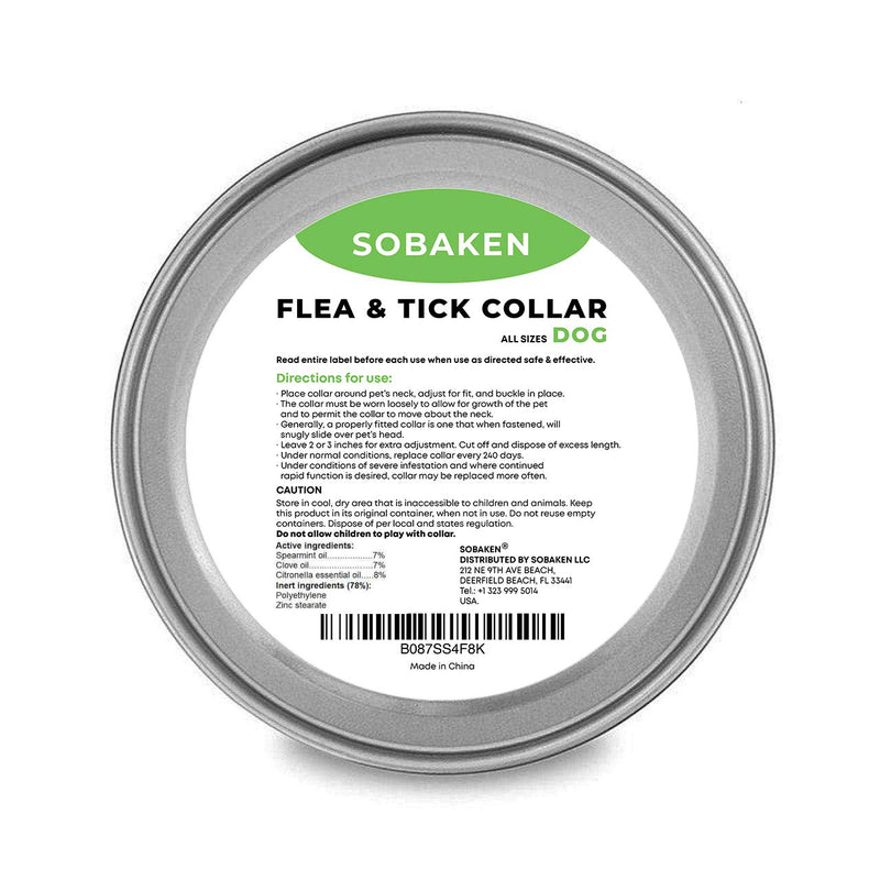 SOBAKEN Flea and Tick Prevention for Dogs, 1 Size Fits All, 25 Inch, Natural and Hypoallergenic Collar, 8 Month Protection, 2 Pack - PawsPlanet Australia