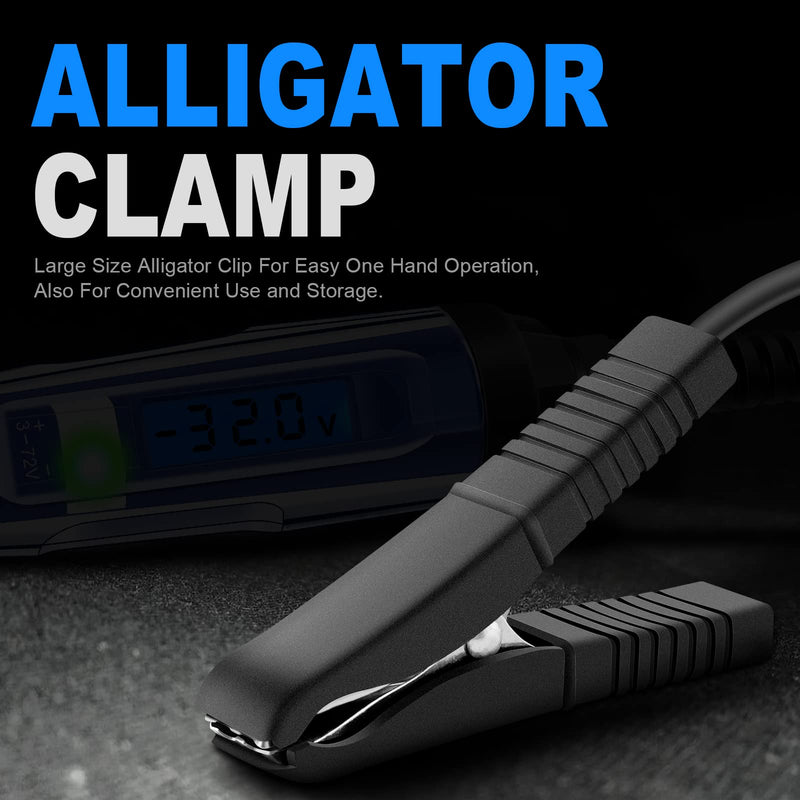 Upgraded 3-72V Automotive Circuit Tester with Voltmeter, Heavy Duty LCD Backlight Display Test Light with 140 Inch Extended Wire & Illumination, Bidirectional DC Voltage Tester Electric Light Test Pen 3-72V LCD Backlight Display