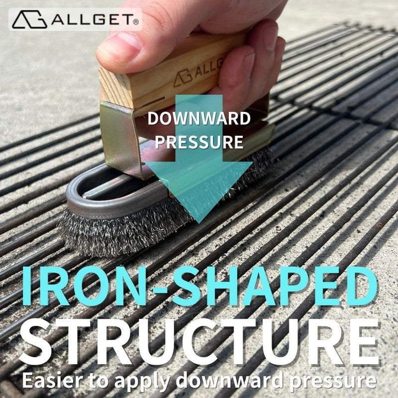 Iron-Shaped Steel Wire Brush, high-Hardness Steel Wire Suitable for Heavy-Duty Cleaning, Rust Removal, Scraping, and polishing on Hard Surfaces. Carbon Steel bristles
