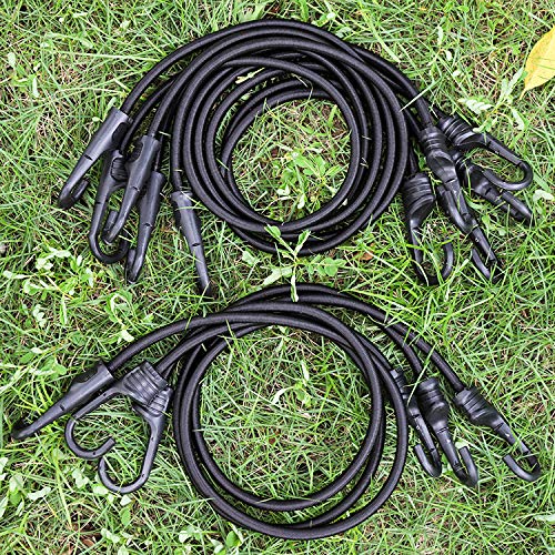 48 Inch Black Bungee Cords with Hooks Heavy Duty, 2 Pcs 48"