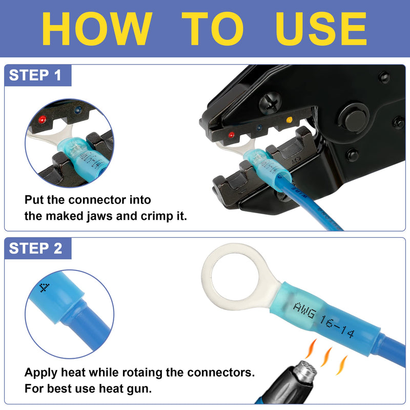 haisstronica Crimping Tool for Heat Shrink Connectors Set with 280PCS AWG 22-10 Marine Grade Heat Shrink Wire Connectors and Wire Stripper 280PCS Heat Shrink Wire Connectors Kit