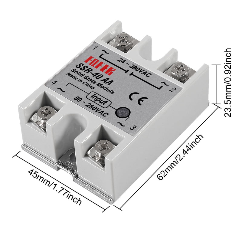 3pcs SSR-40AA Solid State Relay AC to AC 80-250V Input to 24-380V Output 40A Single Phase Semi-Conductor Relay Module 3pcs SSR-40AA