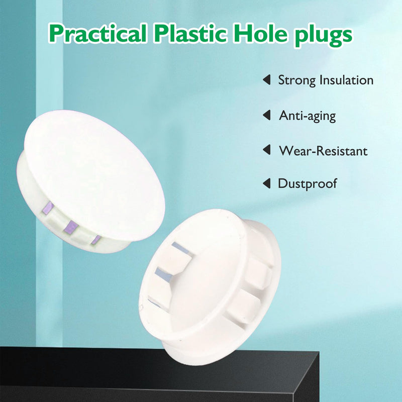1-1/2" (38mm) Plastic Plugs for Round Holes, Flush Type Snap in Locking Door Screw Shelf Hole Plugs Drilling Hole Cover Cabinet Furniture Cupboard Shelves Pipe Insert End Caps, 8PCS White 1-1/2"/38mm