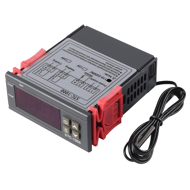 2 Pack STC-1000 AC 10A 110V-220V All-Purpose Digital LED Temperature Controller Heating Cooling Thermostat 2 Relays Output with NTC Sensor Probe