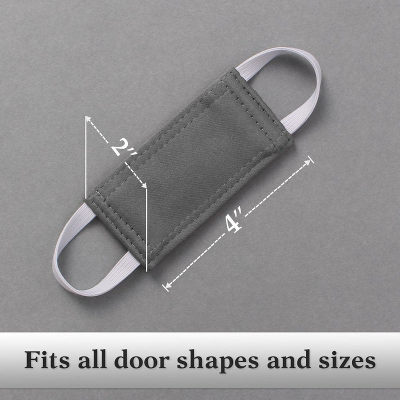PONY DANCE Baby Door Latch Covers Closer - Nursery Door Closer Silencer with Strong Elastic Straps for Good Sleep Thick Solid Door Cushion for Jammer Noise Reducing, 6 Pieces, W 4 x L 2 inches, Grey 4" x 2"(Pack of 6) Gray