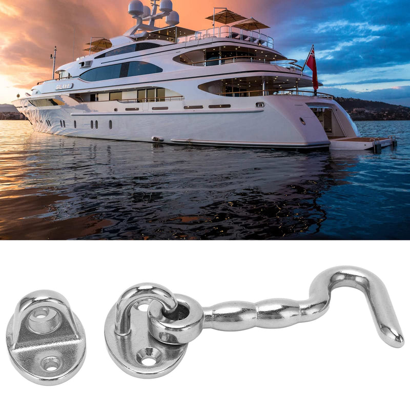 77.5mm/3.05 in Stainless Steel Boat Door Latch Hook with Eye Latch Heavy Duty Hook Eye Latch Solid Thickened Design for Boat Ship Yacht,for Door Window Cabinet