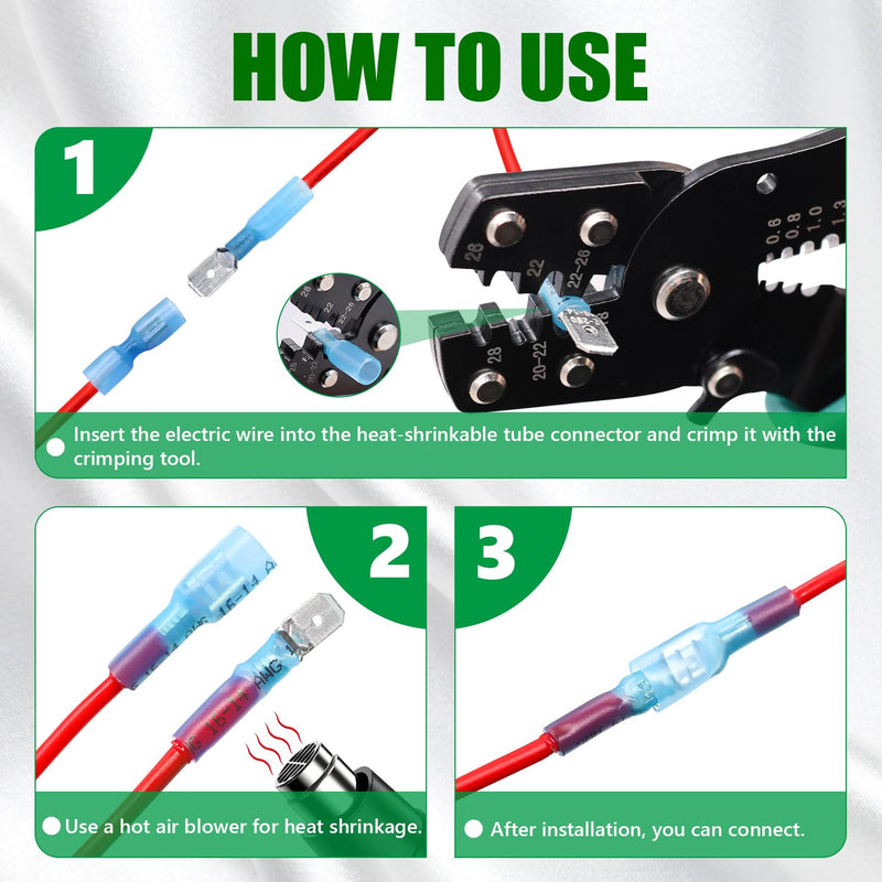 Twidec/100PCS Heat Shrink Spade Connectors Kit 22-10 AWG Female and Male Spade Terminlas Quick Disconnect Connectors Fully Insulated Electrical Wire Crimp Connector for Automotive Marine N-070-100PCS 100PCS