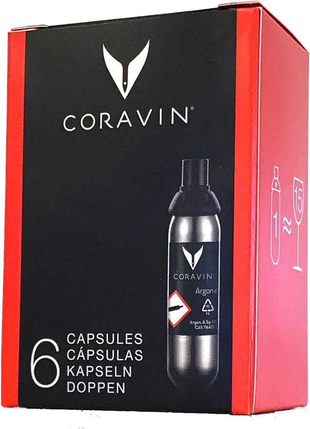 Coravin CRV4118016 Argon Capsule, 6 Piece, Silver - NewNest Australia