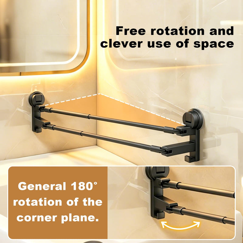 Adjustable Suction Cup Towel Bar for Bathroom Wall, 20.47 to 35.43 Inch Towel Racks for Bathroom, No Drill, Removable Bath Towel Holder for Shower, Gray