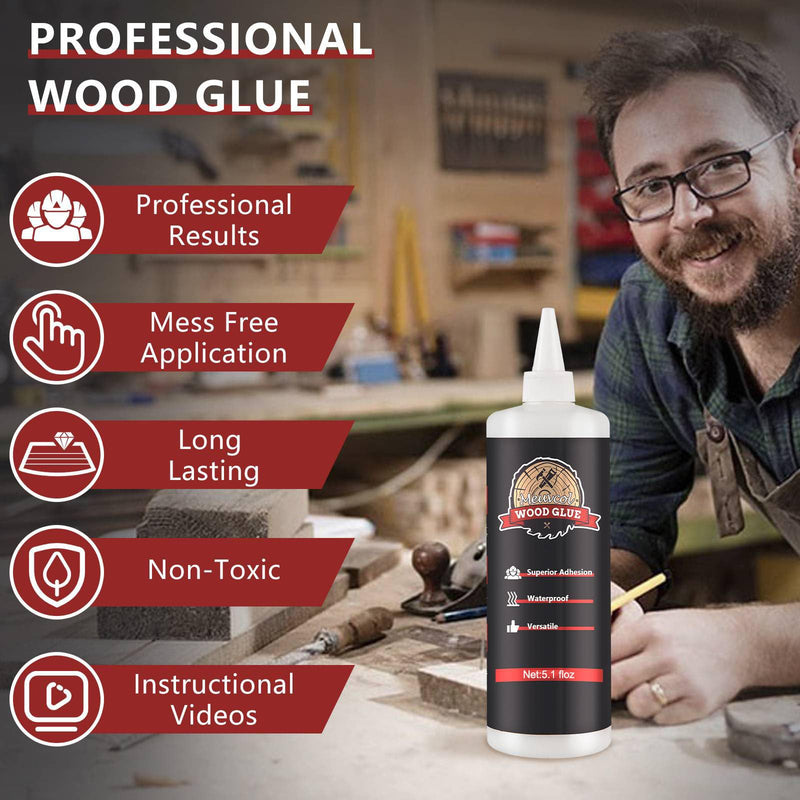 Wood Glue, Strongest Glue for Woodworking, Waterproof Clear Wood Glue for Furniture Heavy Duty, Interior & Exterior Furniture Glue for Crafts, Furniture, Baseboard, cabinets, Door (150g) 150g