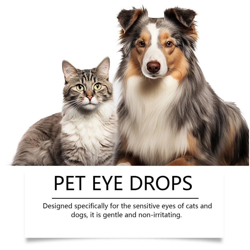 JoanofArc Pet Eye Drops for Cats & Dogs - Natural Safe Formula Soothes Itching, Dry Eyes & Tear Stains, Improves Vision Clarity, Gentle Cleaner for All Animals, 60ml