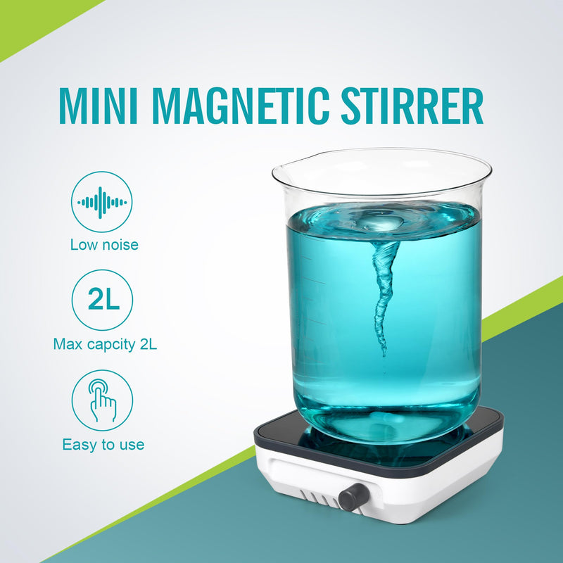 LICHEN Magnetic Stirrer with Stirring Bar, 1500RPM Mini Stir Plate Brushless DC Motor Magnetic Mixer Max Liquid Stirring Capacity 2000ml No Heating