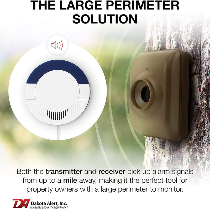 Dakota Alert Long Range Wireless Driveway Motion Detector - DCMA-4000 One Mile Alarm System - Passive Infrared Driveway Alarm Transmitter & Receiver - Outdoor Motion Sensor & Alarms