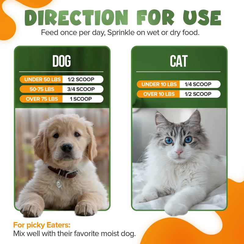 Powerful PET Hip & Joint - with Organic Turmeric - Natural Ingredients - Triple Strength - Chondroitin - Glucosamine - MSM - Organic Sea Coral Calcium. Extra Large 170 Grams. - PawsPlanet Australia