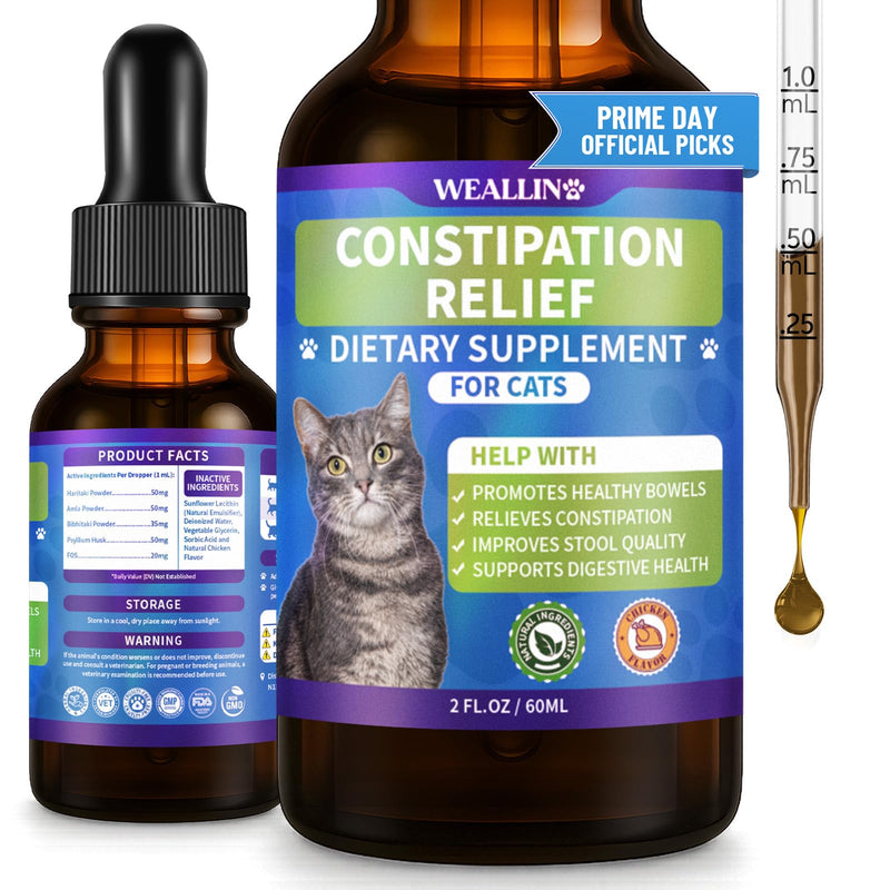 Cat Constipation Relief, Constipation Relief for Cats, Cat Constipation Support, Promotes Digestive Health, Chicken Flavor Natural Herbal Supplement, 60 ml/2 Fl Oz