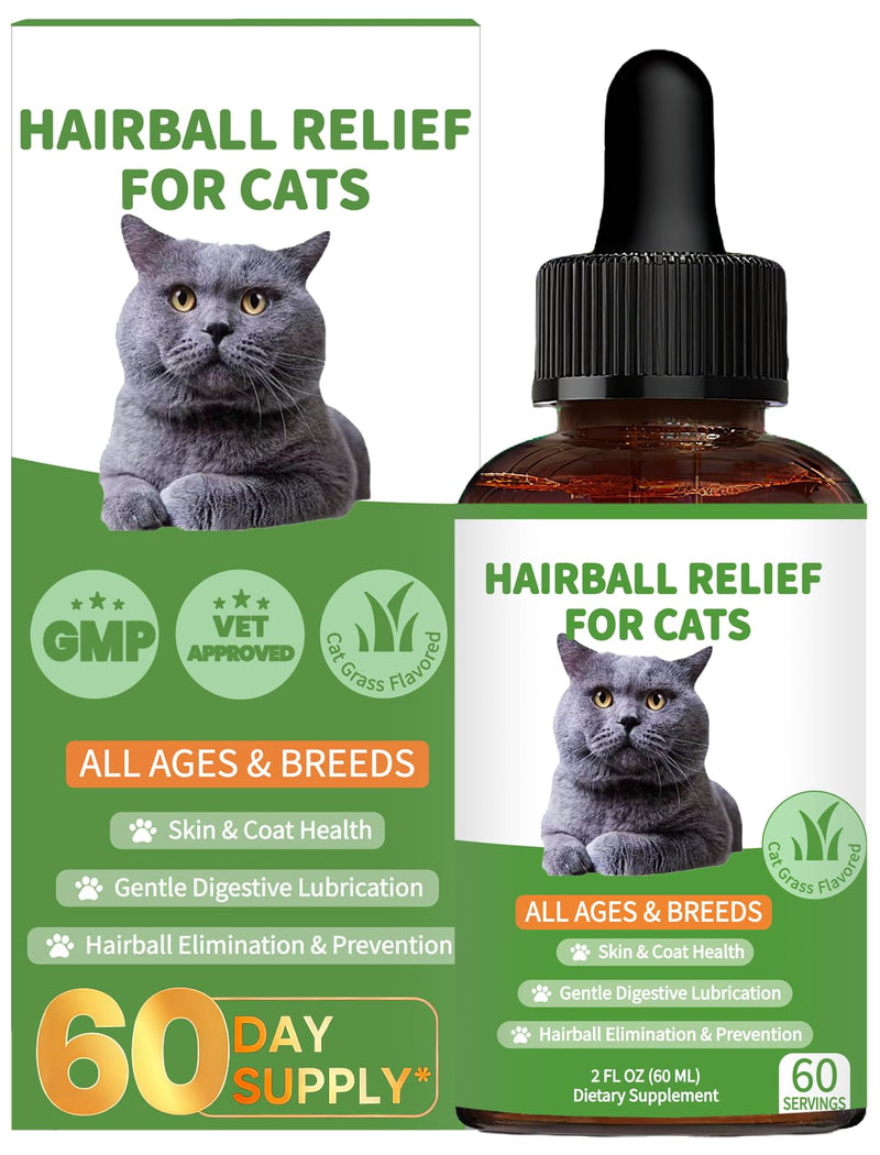 Hairball Treatment for Cats - Cat Hairball Remedy - Supports Skin & Coat, Digestion, Cat Furball Treatment, Helps Eliminate and Prevent Hairballs for Indoor Cats and Kittens(Cat Grass Flavor) Cat Grass