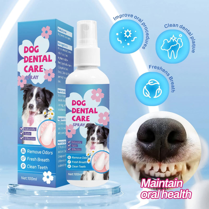 Dog Dental Care Spray丨Dogs Teeth Oral Care Cleaning Spray丨Pet Breath Freshener for Pet Cats and Dogs - Support Clean Teeth, Freshen Breath, Reduce Bad Breath and Aid in Daily Oral Use - 100ml